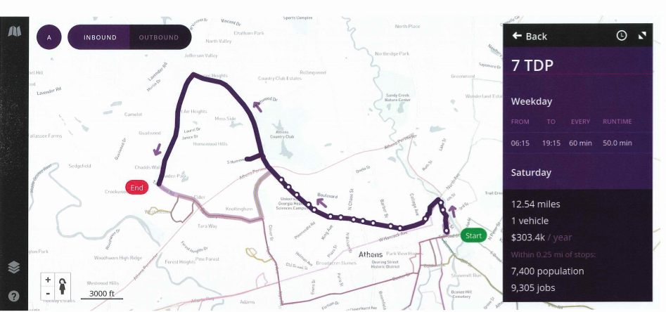 The proposed new Route 7 that will service Whitehead Road and further down Jefferson Rd.