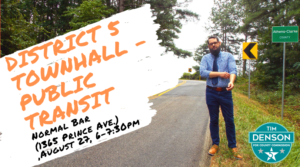 District 5 Townhall on Public Transit at Normal Bar on August 27 at 6pm