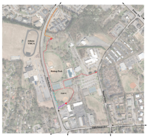 Hawthorne Ave/ Bishop Park pedestrian access map
