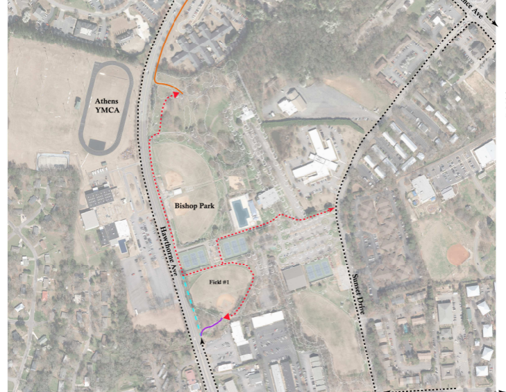 Hawthorne Ave/ Bishop Park pedestrian access map